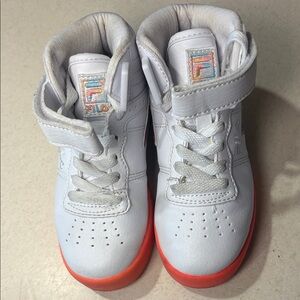 Fila Kids White and Rainbow Hi-Top  Sneakers Velcro enclosure size 10.5